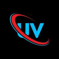logo UV. conception UV. lettre uv bleue et rouge. création de logo de lettre uv. lettre initiale uv cercle lié logo monogramme majuscule. vecteur