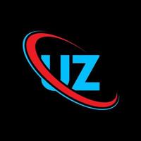 logo us. votre conception. lettre uz bleue et rouge. création de logo de lettre uz. lettre initiale uz logo monogramme majuscule cercle lié. vecteur