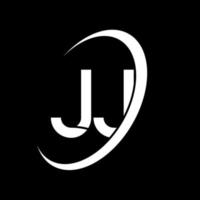 logo jj. conception jj. lettre jj blanche. création de logo de lettre jj. lettre initiale jj logo monogramme majuscule cercle lié. vecteur