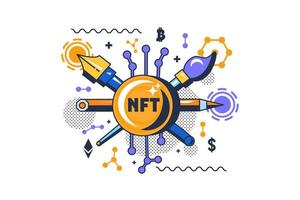 vecteur de blockchain de technologie numérique tarte nft