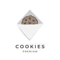délicieux gros biscuits aux pépites de chocolat logo d'illustration vectorielle vecteur