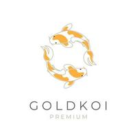 logo d'illustration vectorielle simple de poisson koi doré jumeau vecteur