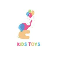 logo d'illustration vectorielle pour aire de jeux pour enfants avec un éléphant aux couleurs gaies vecteur