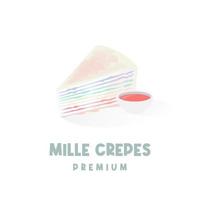 arc-en-ciel mille crêpes vector illustration logo dans de jolies couleurs pastel