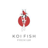 logo d'illustration vectorielle de poisson koi de luxe avec motif noir et rouge vecteur