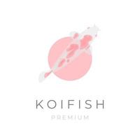 beau poisson koi rose pastel logo d'illustration vectorielle vecteur