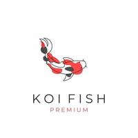 logo d'illustration vectorielle d'art en ligne avec motif de poisson koi vecteur