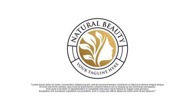 création de logo de beauté naturelle pour femme avec concept emblème vecteur premium