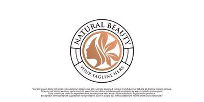 création de logo de beauté naturelle pour femme avec concept emblème vecteur premium