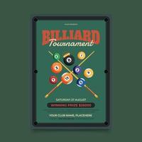 modèle de flyer de tournoi de billard vecteur