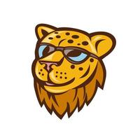 tête de guépard lunettes de soleil dessin animé souriant vecteur