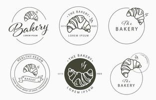 collection de desserts avec croissant.illustration vectorielle pour icône, autocollant, imprimable et tatouage vecteur