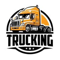 logo emblème du cercle de camionnage. le meilleur pour l'industrie du camionnage et du fret vecteur