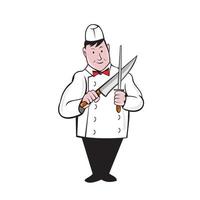 Caricature de couteau d'affûtage de boucher vecteur