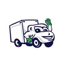 camionnette de livraison en agitant le dessin animé vecteur