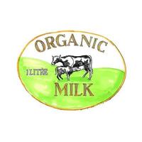 dessin d'étiquette de lait de vache biologique vecteur