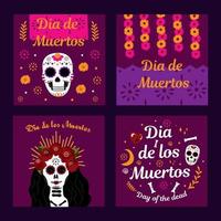 publier une bannière sur les réseaux sociaux de dia de muertos. Le jour des morts. ornement avec ce crâne et ce crâne de femme. vecteur