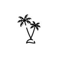 palmier, noix de coco, arbre, île, plage ligne pointillée icône illustration vectorielle modèle de logo. adapté à de nombreuses fins. vecteur