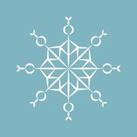 flocon de neige d'hiver blanc simple isolé sur fond bleu. décor de fête. illustration vectorielle vecteur