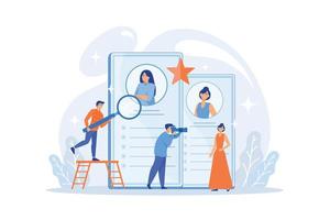 le directeur de l'agence de mannequins et le photographe prennent des photos du modèle pour le portfolio. agence de mannequins, agent de mannequins, concept de services de société de mannequins. illustration moderne de vecteur plat