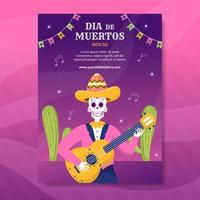 dia de los muertos ou jour des morts modèle d'affiche illustration de dessin animé dessiné à la main vecteur