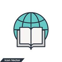 illustration vectorielle de globe et livre icône logo. modèle de symbole de l'éducation mondiale pour la collection de conception graphique et web vecteur