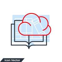 le livre est dans l'illustration vectorielle du logo de l'icône du nuage. nuage de bibliothèque. modèle de symbole de bibliothèque numérique pour la collection de conception graphique et web vecteur