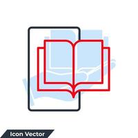 illustration vectorielle du logo de l'icône des ressources d'apprentissage en ligne. livre de lecture sur le modèle de symbole de téléphone pour la collection de conception graphique et web vecteur