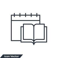 calendrier icône logo illustration vectorielle. calendrier du programme d'études et modèle de symbole de livre pour la collection de conception graphique et web vecteur