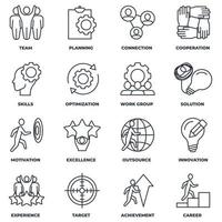 ensemble d'illustration vectorielle de logo d'icône de travail d'équipe d'entreprise. coopération, compétences, optimisation, expérience, cible, réalisation, carrière et plus modèle de symbole de pack pour la collection de conception graphique et web vecteur