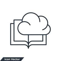 le livre est dans l'illustration vectorielle du logo de l'icône du nuage. nuage de bibliothèque. modèle de symbole de bibliothèque numérique pour la collection de conception graphique et web vecteur