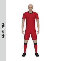Maquette de joueur de football réaliste 3d. kit de l'équipe de football d'arménie tem vecteur