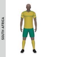 Maquette de joueur de football réaliste 3d. équipe de football d'afrique du sud ki vecteur