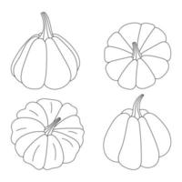 contour citrouille, griffonnages de citrouille, illustration vectorielle de citrouille ligne art. vecteur