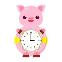 montre mécanique ronde pour enfant avec un cochon. le temps des enfants. regarde les enfants. horloge pour les enfants vecteur