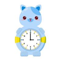 montre mécanique ronde pour enfant avec un chat. le temps des enfants. regarde les enfants. horloge pour les enfants vecteur