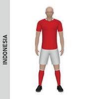 Maquette de joueur de football réaliste 3d. maillot de l'équipe de football d'indonésie t vecteur