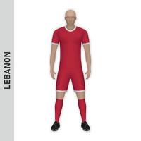 Maquette de joueur de football réaliste 3d. maillot de l'équipe de football du liban vecteur