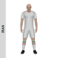 Maquette de joueur de football réaliste 3d. modèle de maillot de l'équipe de football d'iran vecteur