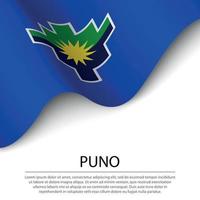 agitant le drapeau de puno est une région du pérou sur fond blanc. vecteur