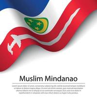 agitant le drapeau du mindanao musulman sur fond blanc. bannière ou ri vecteur