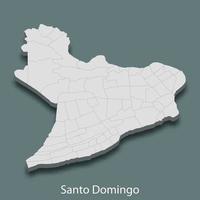 carte isométrique 3d de santo domingo est une ville de la république dominicaine vecteur
