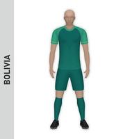 Maquette de joueur de football réaliste 3d. maillot de l'équipe de football de bolivie vecteur