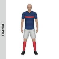 Maquette de joueur de football réaliste 3d. maillot équipe de france football intérim vecteur