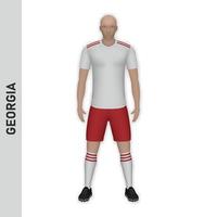 Maquette de joueur de football réaliste 3d. maillot de l'équipe de football de géorgie vecteur