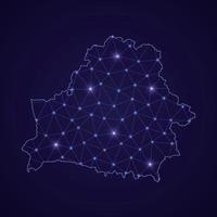 carte du réseau numérique de la biélorussie. ligne de connexion abstraite et point vecteur