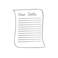 lettre au père noël modèle contour dessiné à la main illustration vectorielle, vacances de noël image simple avec des lignes vecteur