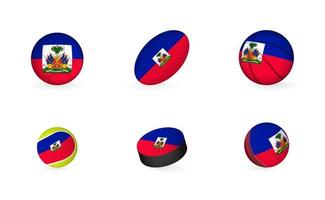 équipement sportif avec drapeau d'haïti. jeu d'icônes de sport. vecteur