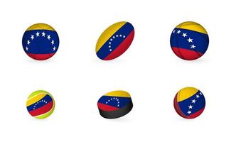 équipement sportif avec le drapeau du venezuela. jeu d'icônes de sport. vecteur