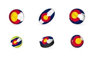 équipement de sport avec drapeau du colorado. jeu d'icônes de sport. vecteur